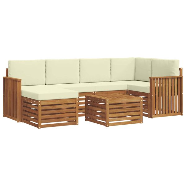 vidaXL Sofa-Sets 7 pcs Natuurlijk en Cr&egrave;me Massief Acaciahout