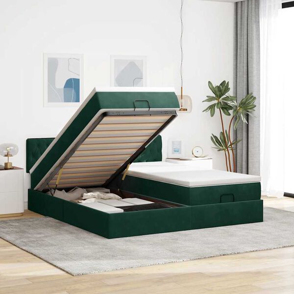 vidaXL Ottoman bed met matrassen en LED's 200x200cm fluweel