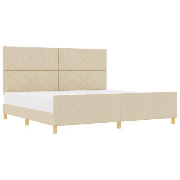 vidaXL Bedframe met hoofdeinde Cr&egrave;me 200 x 200 cm Stof