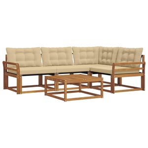 vidaXL Buiten bankenset met kussen 5 pcs Natuurlijk en Beige