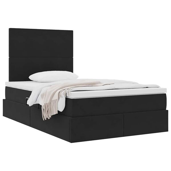 vidaXL Opbergbed met LED met matras Zwart 120 x 190 cm Fluweel