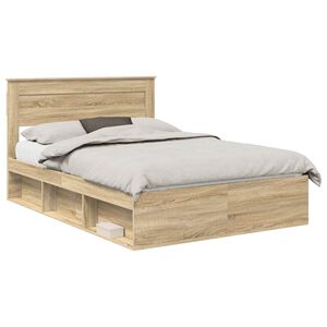 vidaXL Bedframe Effen Sonoma Eiken 150 x 200 cm Massief grenenhout