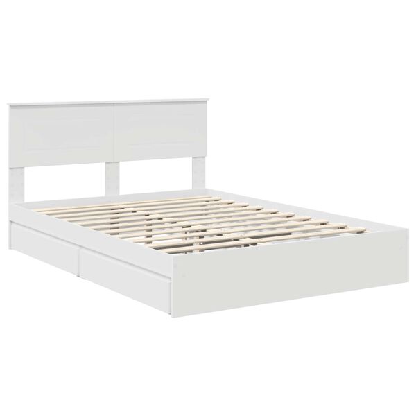vidaXL Opslag bed met hoofdeinde Wit 140 x 190 cm Bewerkt hout