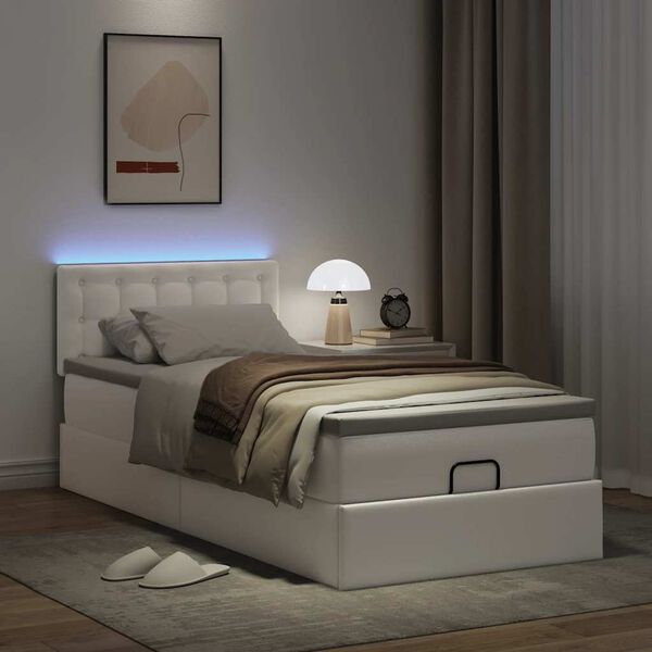 vidaXL Ottoman bed met matrassen en LED's 90x200cm kunstleer