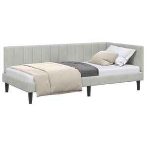 vidaXL Hoekbedframe Lichtgrijs 90 x 190 cm Fluweel