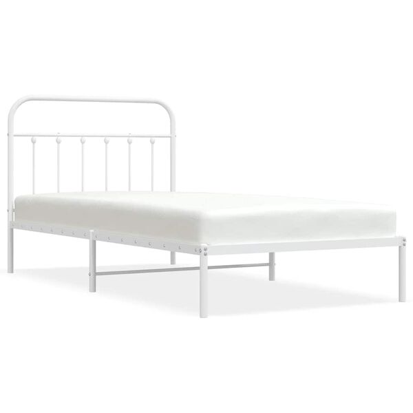 vidaXL Bedframe met hoofdbord metaal wit 107x203 cm