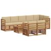 vidaXL Sofa-Sets 9 pcs Natuurlijk en Beige Massief Acaciahout
