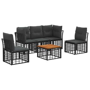 vidaXL Buiten bankenset 6 pcs Zwart en Donkergrijs Polyester