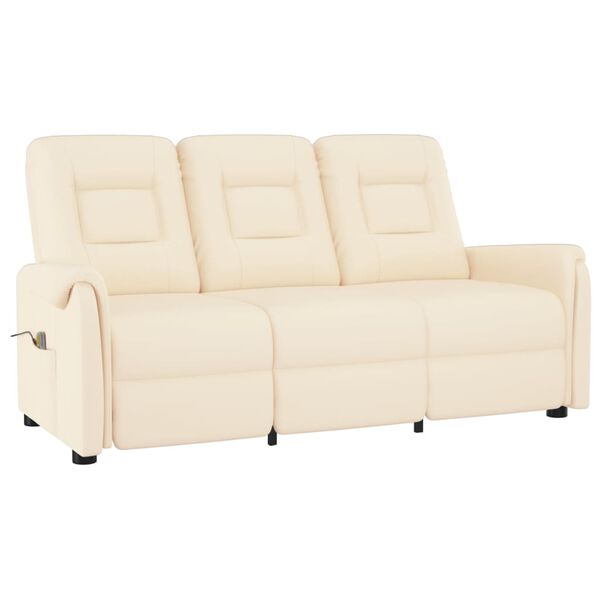 vidaXL Massagestoel 3-zits verstelbaar kunstleer crèmekleurig