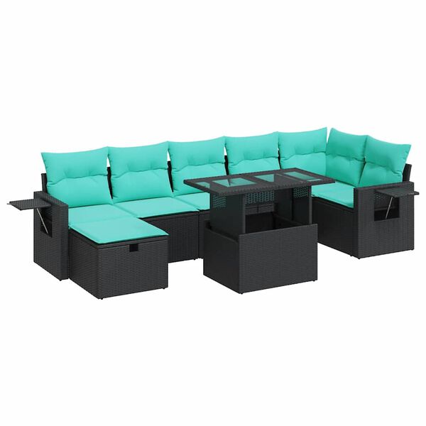 vidaXL 8-delige Loungeset met kussens poly rattan acacia grijs