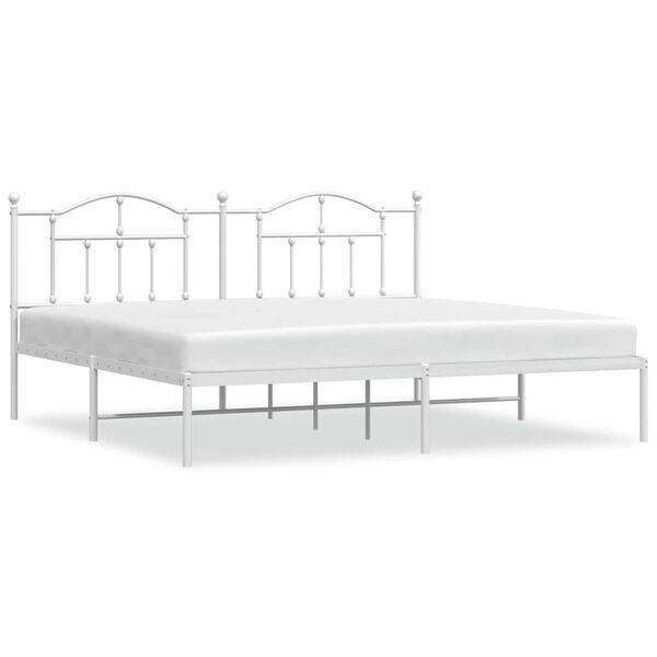 vidaXL Bedframe met hoofdbord metaal wit 193x203 cm