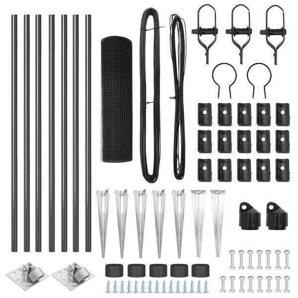 vidaXL Afrasteringspaal Grijs 10 x 0,5 m (25 x 25 mm gaas) Staal