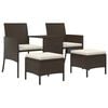 vidaXL Tuinbank 2-zits met tafel en voetenbanken poly rattan bruin