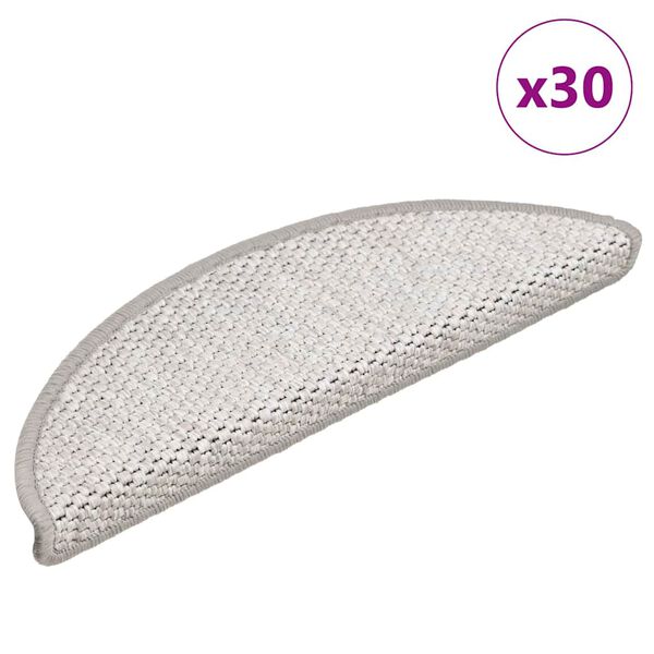 vidaXL Trapmatten zelfklevend 30 st sisal-look 56x17x3cm zilverkleurig