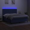vidaXL Boxspring met matras en LED stof blauw 180x200 cm