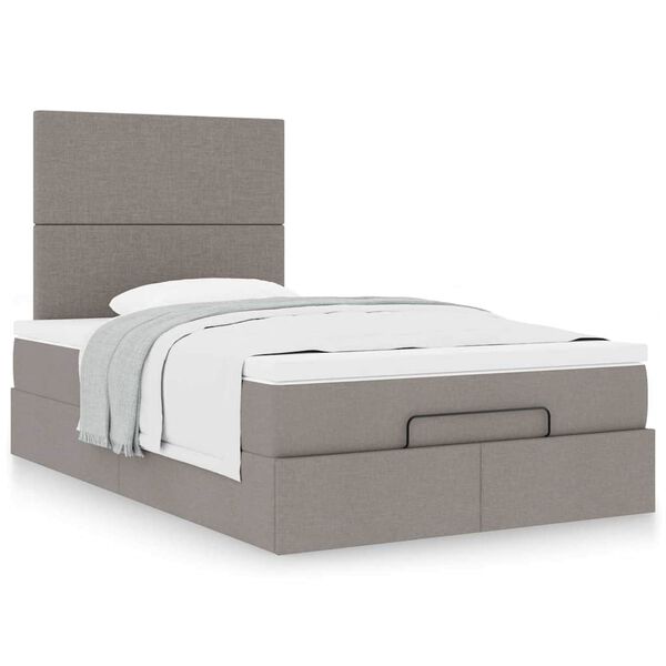 vidaXL Ottoman bed met matras 120x190 cm stof taupe