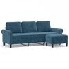 vidaXL Driezitsbank met voetenbank 180 cm fluweel blauw