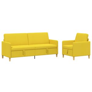 vidaXL Bankenset met opbergruimte 2 st Lichtgeel Polyester