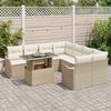 vidaXL Tuinbankenset met kussen met kussen 9 pcs Beige Polyrattan