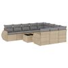 vidaXL 11-delige Tuinset met kussens poly rattan beige