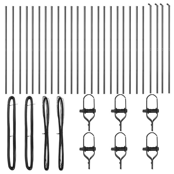 vidaXL Hek Post Anders 26 pcs Grijs 3,2 x 3,2 x 170 cm Staal