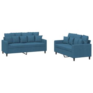 vidaXL 2-delige Loungeset met kussens fluweel blauw