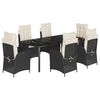 vidaXL 7-delige Tuinset met kussens poly rattan zwart