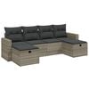 vidaXL 6-delige Loungeset met kussens poly rattan lichtgrijs