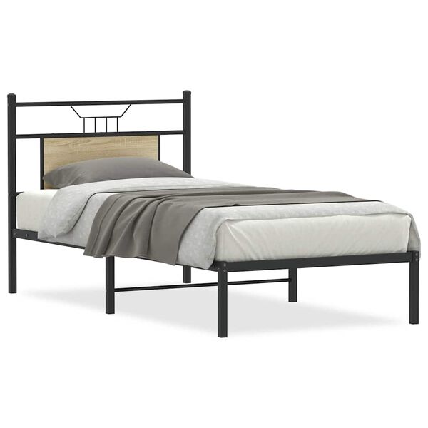 vidaXL Bedframe zonder matras hout sonoma eikenkleurig 75x190 cm