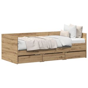 vidaXL Dagbed met lade Artisan Eiken 90 x 200 cm Bewerkt hout