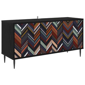 vidaXL Tv-meubel OMMEN 102 x 33 x 51 cm Zwart eiken Bewerkt hout