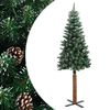 vidaXL Kerstboom met echt hout en sneeuw smal 150 cm groen