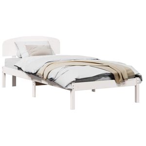 vidaXL Bedframe met hoofdeinde Wit 75 x 190 cm Massief grenenhout