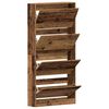 vidaXL Schoenenkast met plank Oudhout 80 x 21 x 163,5 cm Bewerkt hout
