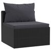 vidaXL 3-delige Loungeset met kussens poly rattan zwart