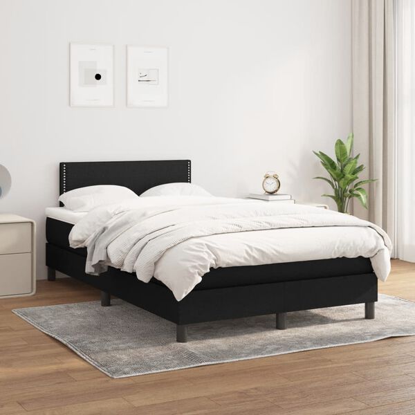 vidaXL Boxspring met matras stof zwart 120x190 cm