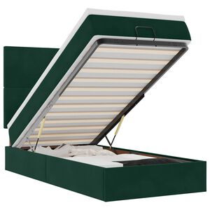 vidaXL Ottoman bed met matrassen 90x200cm fluweel donkergroen