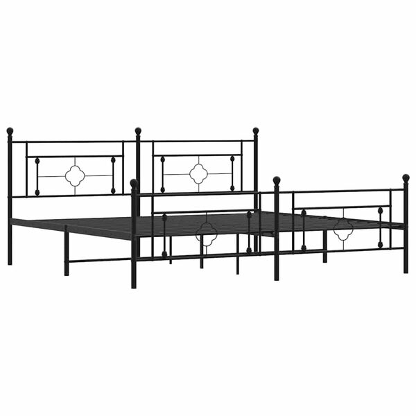 vidaXL Bedframe met hoofd- en voeteneinde metaal zwart 193x203 cm