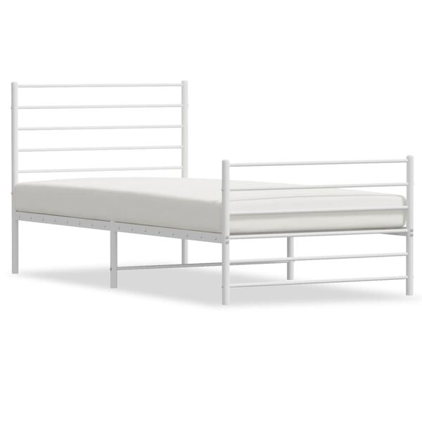 vidaXL Bedframe met hoofd- en voeteneinde metaal wit 107x203 cm