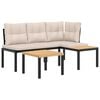 vidaXL 3-delige Loungeset met kussens gepoedercoat staal zwart