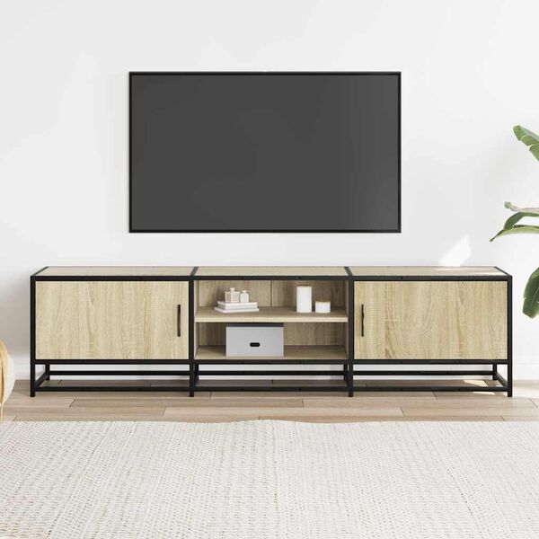 vidaXL Tv-meubel 160x35x41 cm bewerkt hout metaal sonoma eikenkleurig