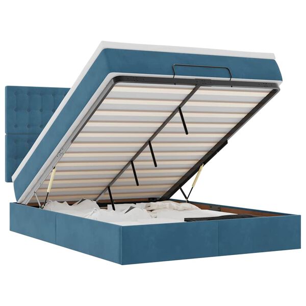 vidaXL Ottoman bed met matrassen 140x200cm fluweel donkerblauw
