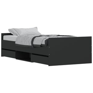 vidaXL Bedframe met hoofd- en voeteneinde zwart 90x190 cm