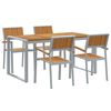 vidaXL Tuin eettafelset 5 st Grijs Massief Acaciahout