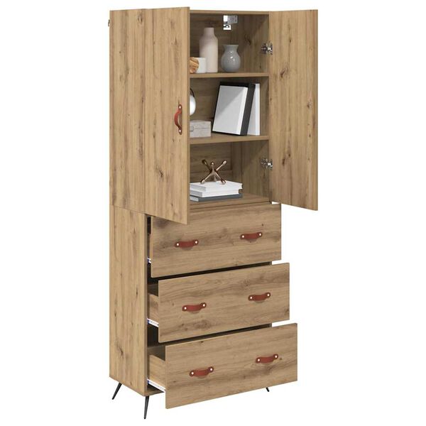 vidaXL Highboard Artisan Eiken 69,5 x 34 x 180 cm Bewerkt hout