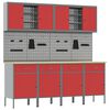 vidaXL Werk kast met lade met slot 10 st Rood Engineered hout en staal