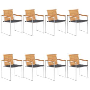 vidaXL Tuinstoelen 8 st met kussens massief teakhout