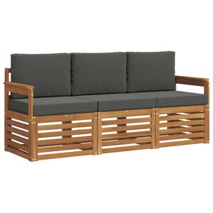 vidaXL Sofa-Sets 3 pcs Natuurlijk en Antraciet Massief Acaciahout
