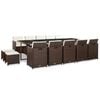 vidaXL 15-delige Tuinset met kussens poly rattan bruin