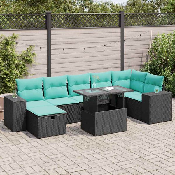 vidaXL 8-delige Loungeset met kussens poly rattan acacia grijs